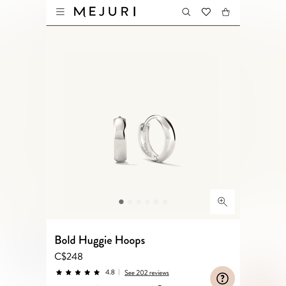 MEJURI 14K WHITE GOLD BOLD HUGGIE HOOPS